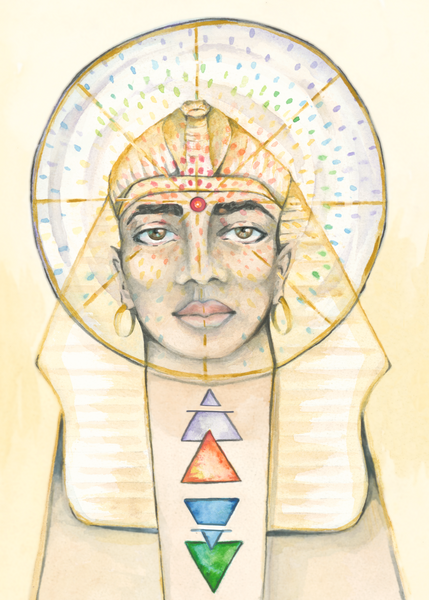 Wheel of Fortune- Black Seed Tarot - Sphinx, card #10 Original Tarot Art