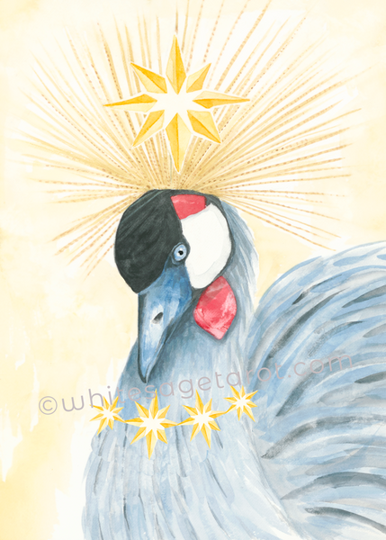 The Star- Black Seed Tarot - African Crane, card #17  Original Tarot Art by Theresa Hutch